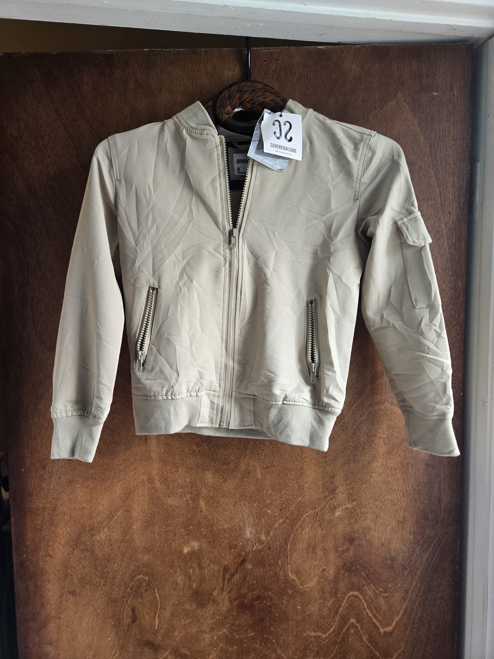 Sovereign Code Neutral Beige Lightweight Bomber Jacket Kids